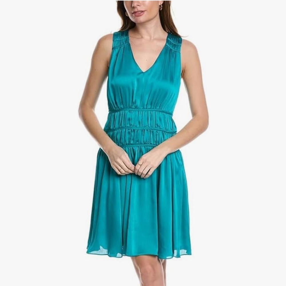 New Trina Turk Women's Georgette Dress In Viridian Color Size 0